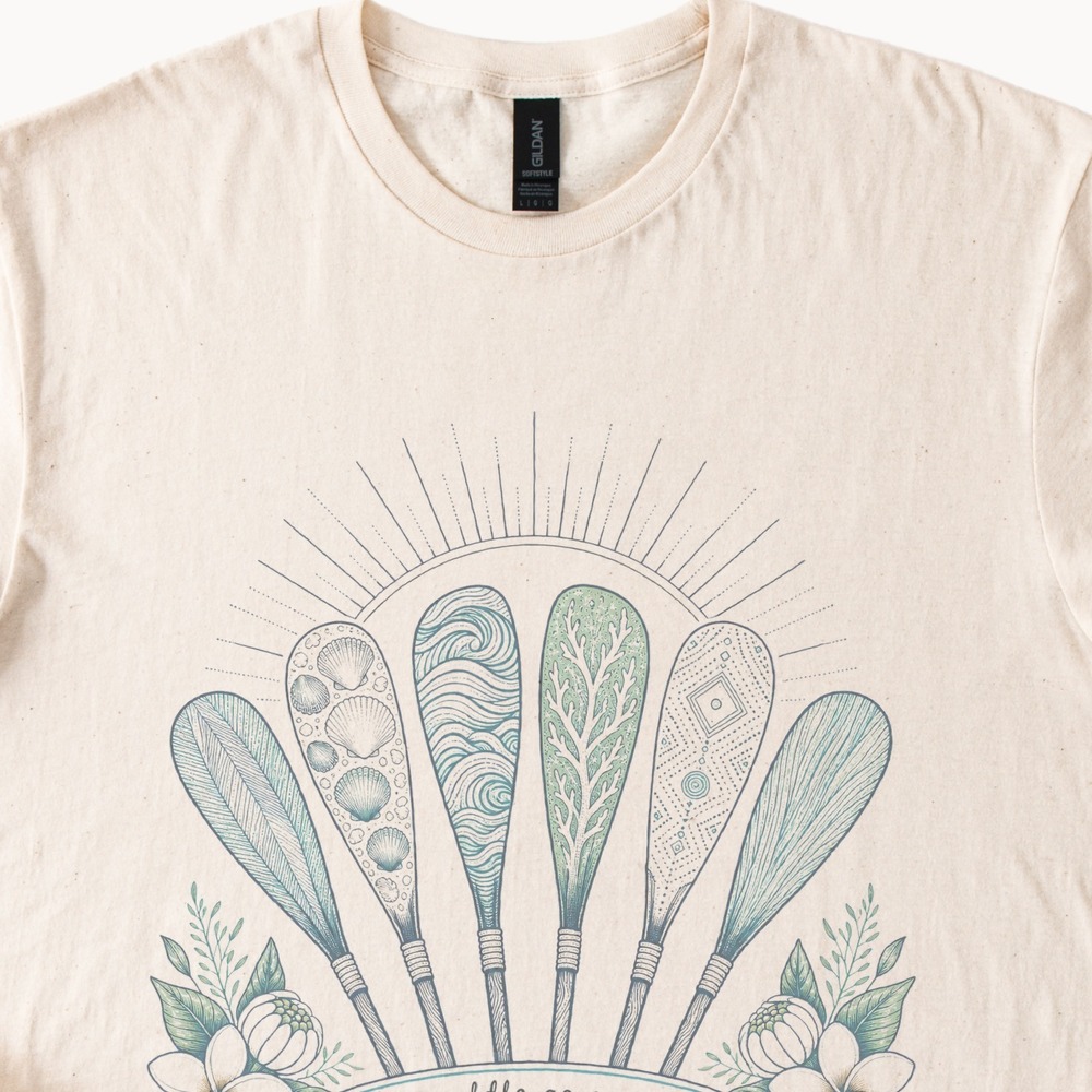 Paddle as One Graphic Tee Nature Inspired Line Art Design